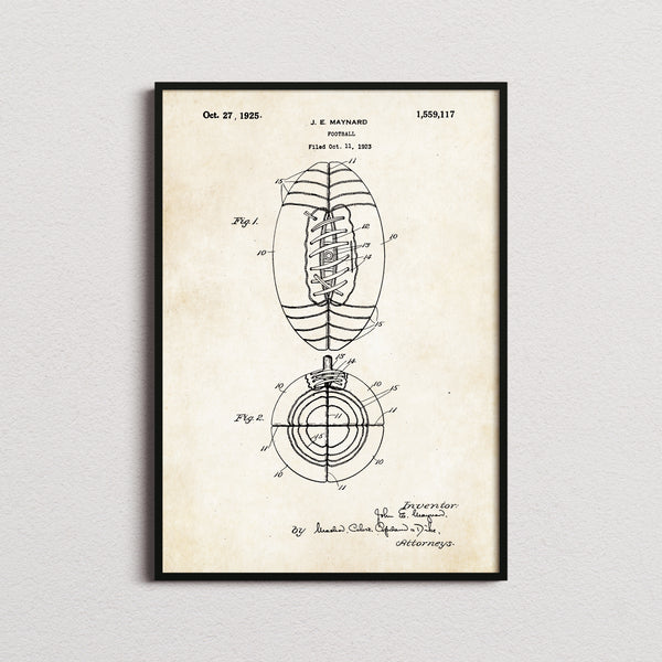 American Football Patent Print