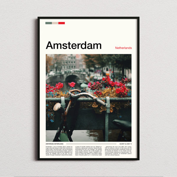 Amsterdam - Bicycle And Flowers - Travel Print