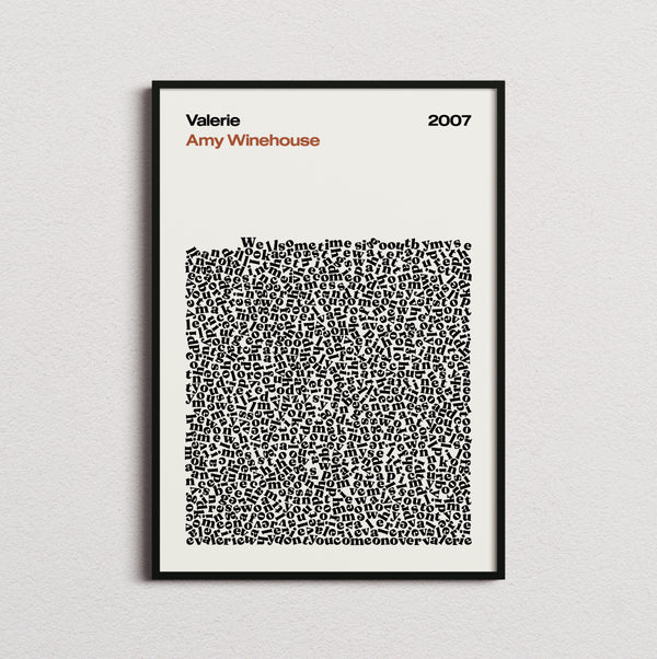 Amy Winehouse Valerie Lyric Print