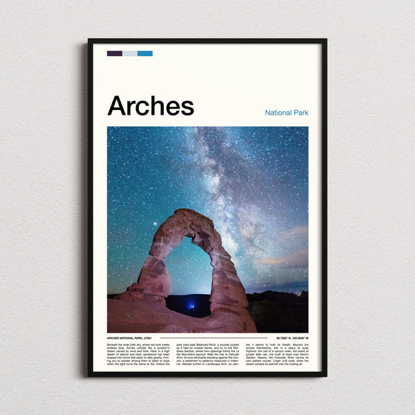 Arches Starlit Sandstone Arch Travel Print framed and photographed straight on