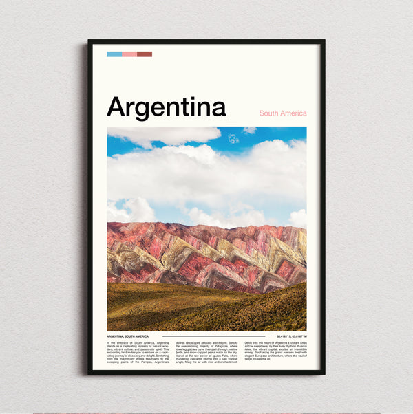 Argentina - Colourful Striped Mountains - Travel Print