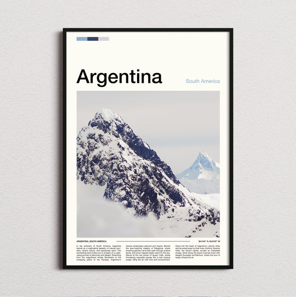 Argentina - Snowy Mountain Peak - Travel Print