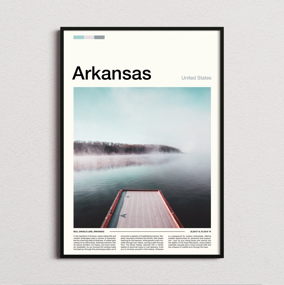Arkansas - Misty Lake Jetty - Travel Print