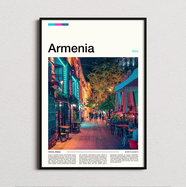 Armenia - Cafe Lined Street - Travel Print