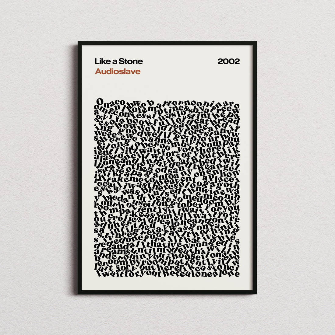Audioslave Like a Stone Lyric Print in the cream colourway, framed