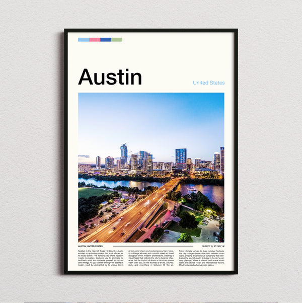 Austin - Bridge And City Skyline - Travel Print