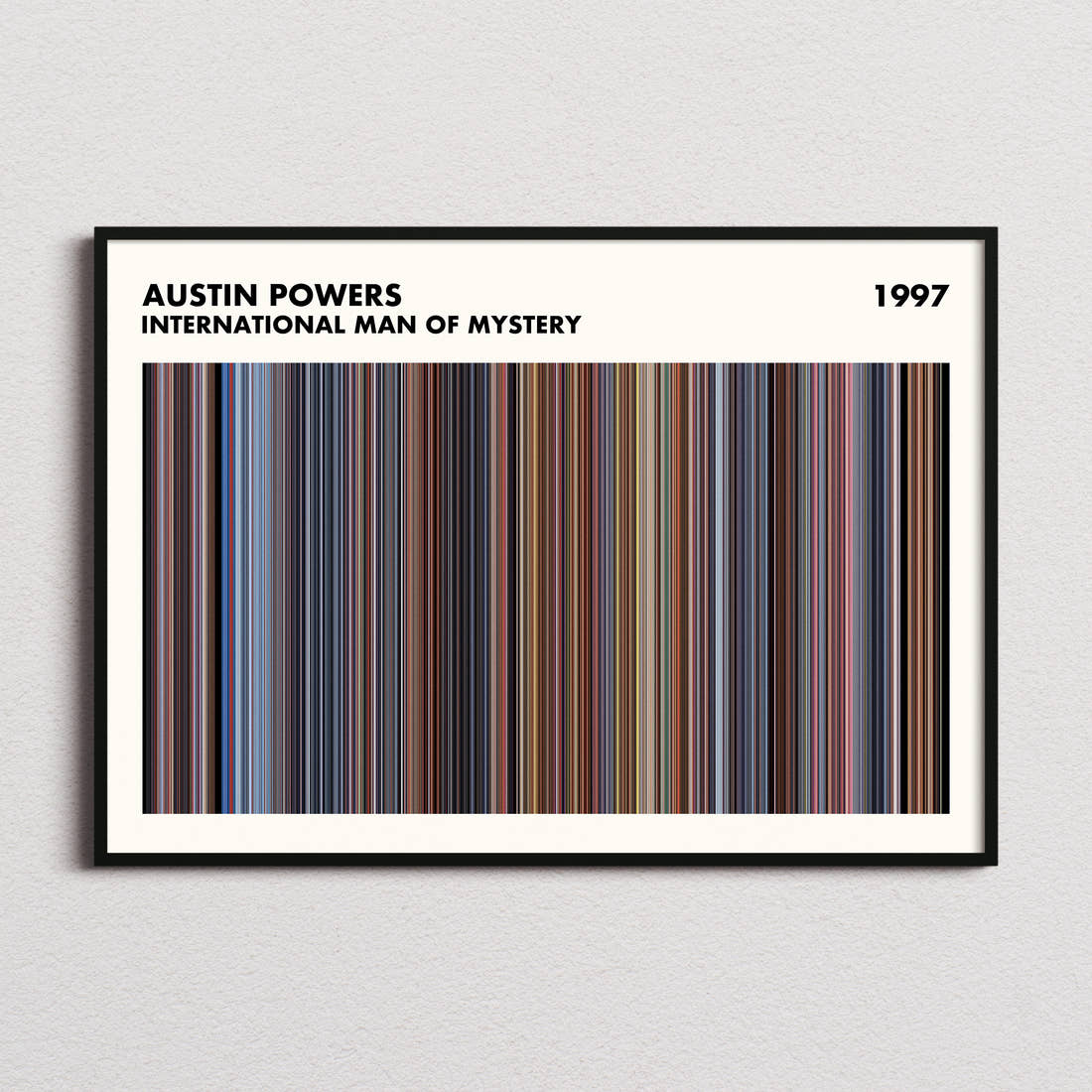 Austin Powers: International Man of Mystery Movie Barcode Poster - Simplified