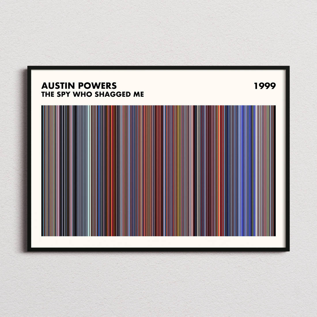 Austin Powers: The Spy Who Shagged Me Movie Barcode Poster - Simplified
