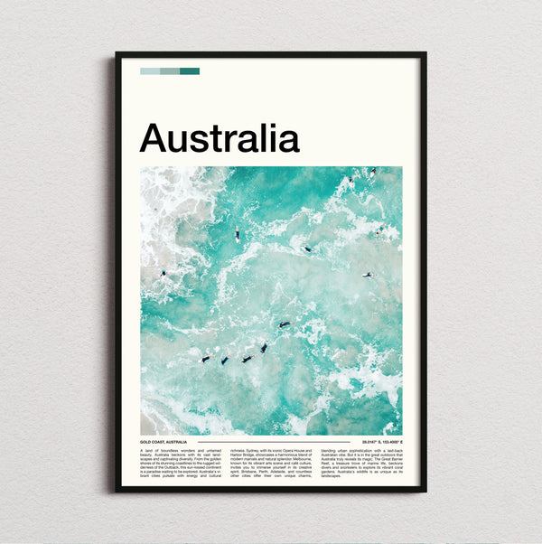 Australia - Surfers In The Waves - Travel Print