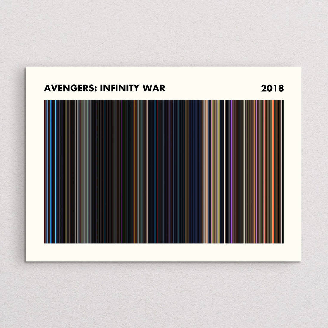 Avengers: Infinity War movie barcode print, A5 Simplified layout