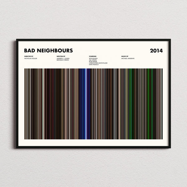 Bad Neighbours Movie Barcode Poster