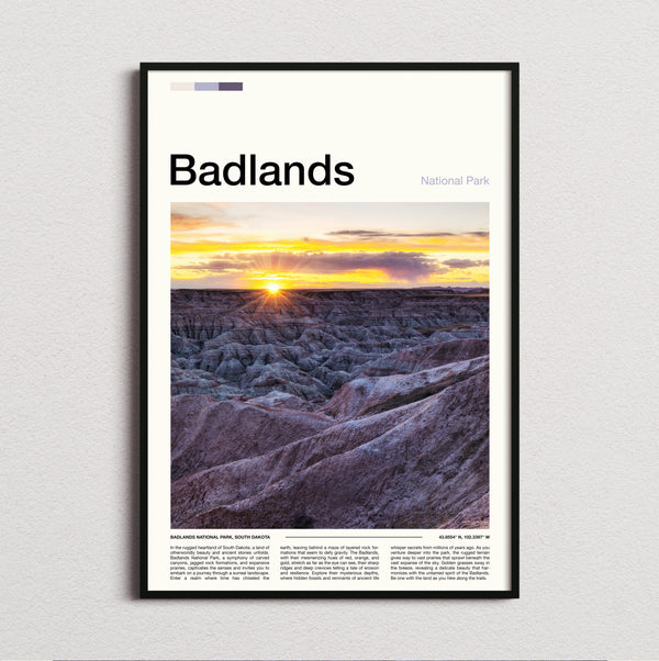 Badlands - Sunset Over The Ridges - Travel Print