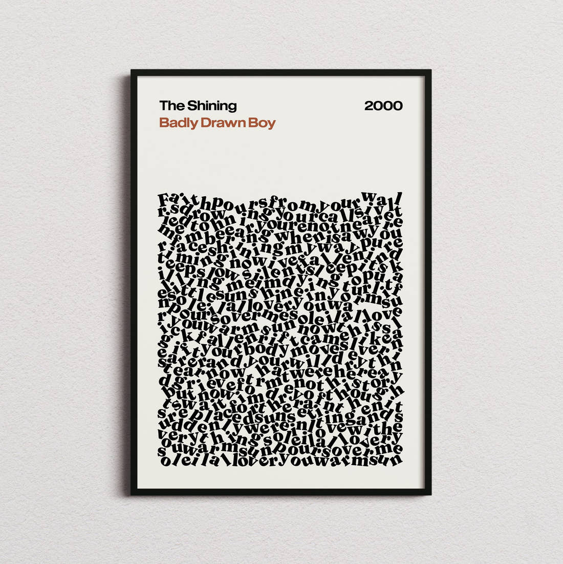 Badly Drawn Boy The Shining Lyric Print in the cream colourway, framed