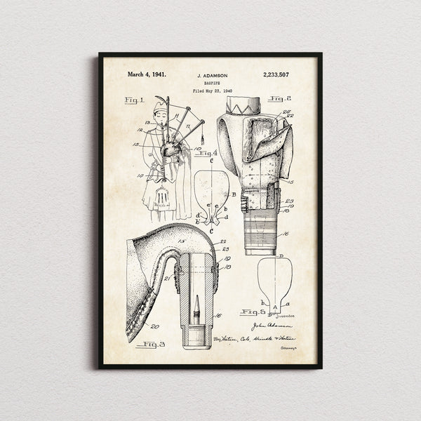 Bagpipes Patent Print