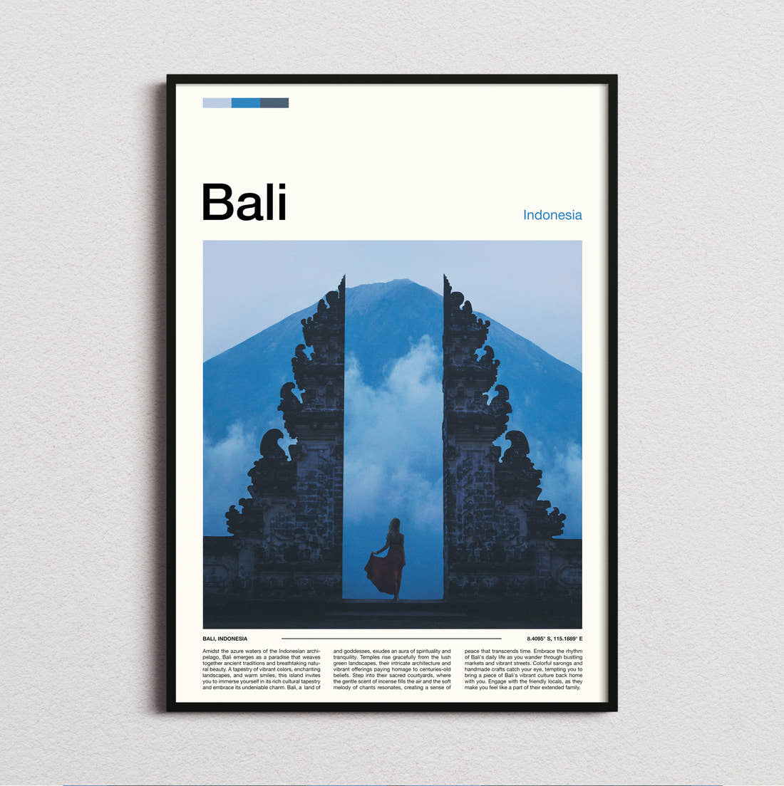 Bali Gates Of Heaven Travel Print framed and photographed straight on