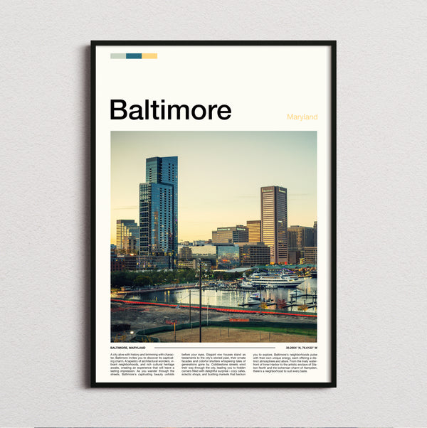 Baltimore - Waterfront Skyline - Travel Print