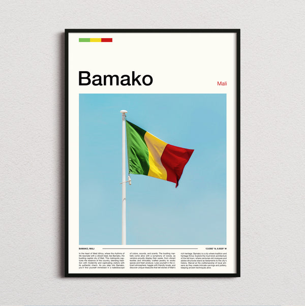 Bamako - National Flag - Travel Print
