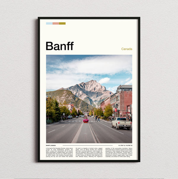 Banff - Main Street And Mountain - Travel Print