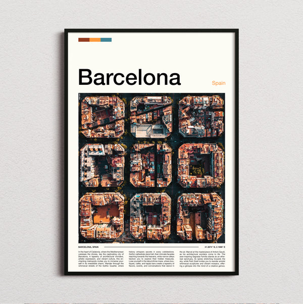 Barcelona - Eixample Grid From Above - Travel Print