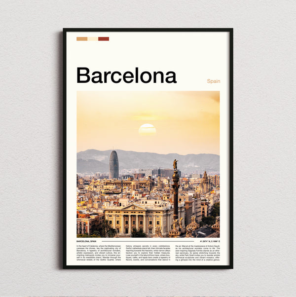 Barcelona - Sunset Over The City - Travel Print