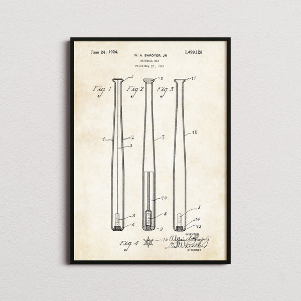 Baseball Bat Patent Print