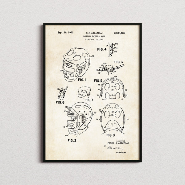 Baseball Catchers Mask Patent Print