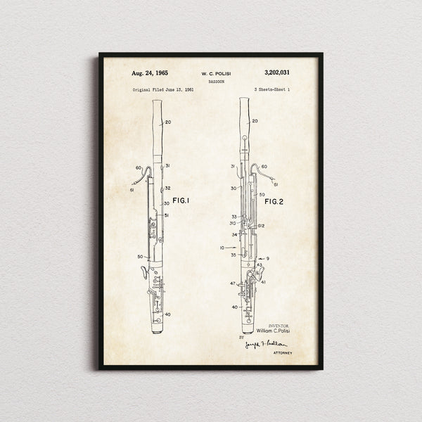 Bassoon Patent Print