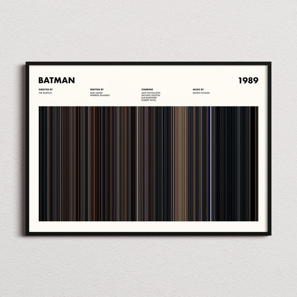 Batman Movie Barcode Poster framed and photographed straight on