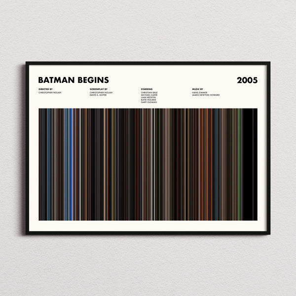 Batman Begins movie barcode poster framed, landscape