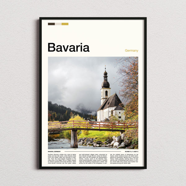 Bavaria Onion-Domed Church Travel Print framed and photographed straight on
