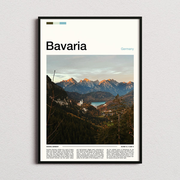 Bavaria Alpine Valley Vista Travel Print framed and photographed straight on