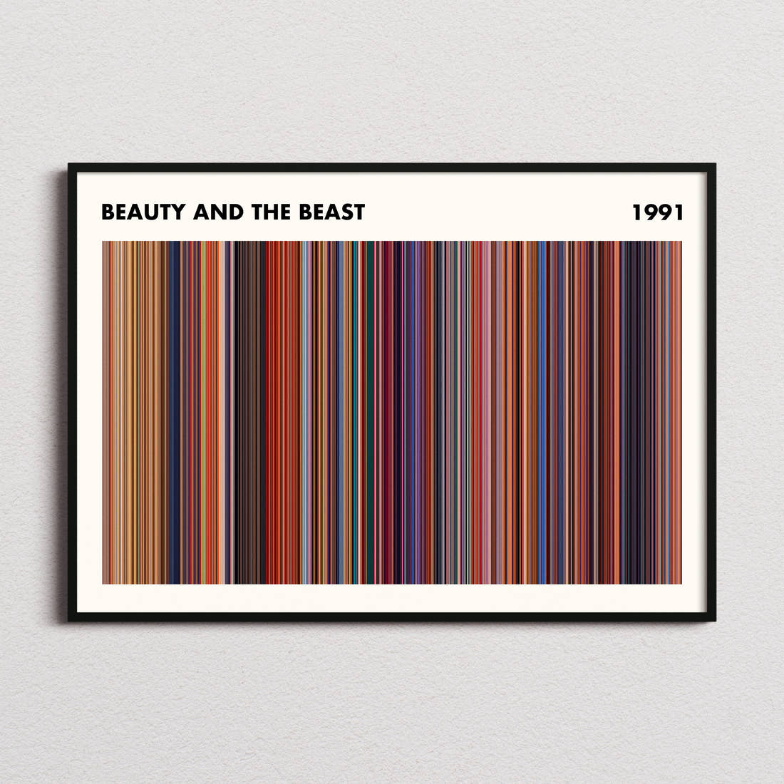 Beauty and the Beast Movie Barcode Poster - Simplified