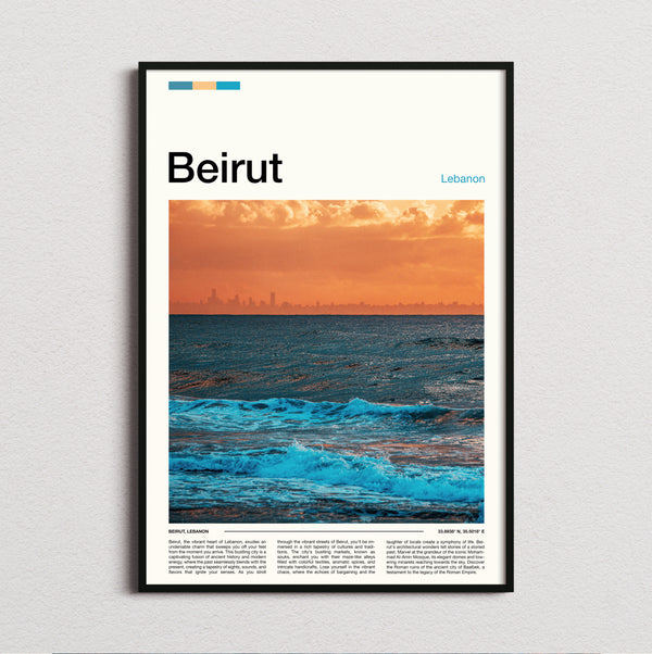 Beirut - Waves At Sunset - Travel Print