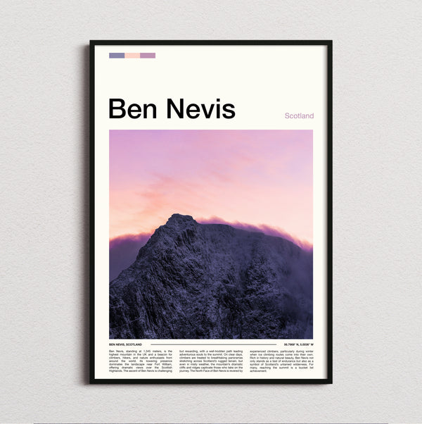 Ben Nevis - Pink Sky Over Peak - Travel Print