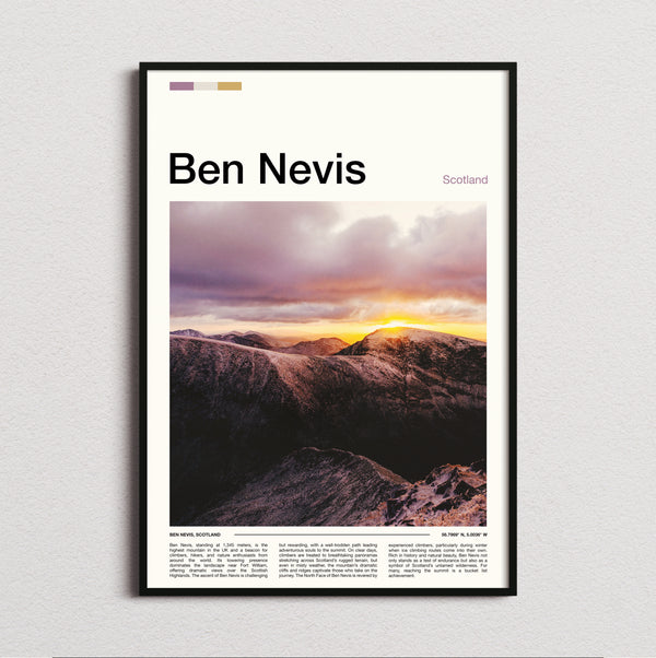 Ben Nevis - Sunset Over Mountains - Travel Print