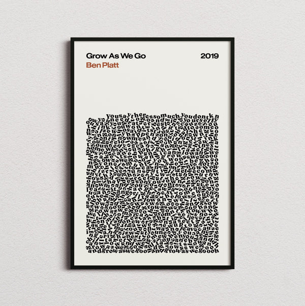 Ben Platt Grow as We Go Lyric Print in the cream colourway, framed