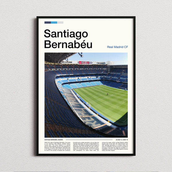 Bernabeu Stadium Print framed and photographed straight on