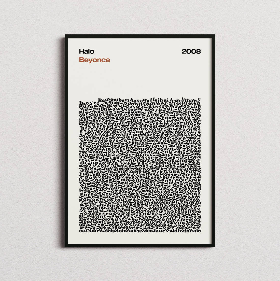 Beyoncé Halo Lyric Print in the cream colourway, framed