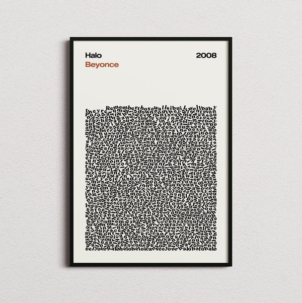 Beyoncé Halo Lyric Print in the cream colourway, framed
