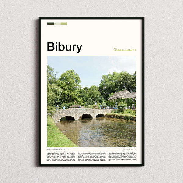 Bibury Stone Bridge Over River Travel Print framed and photographed straight on