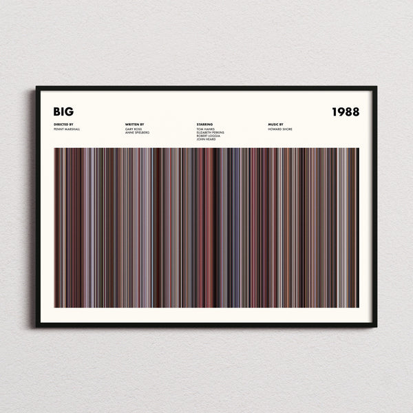 Big Movie Barcode Poster framed and photographed straight on