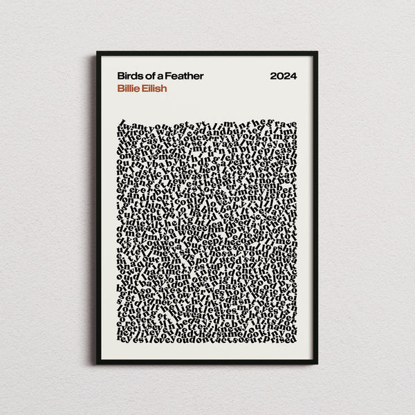 Billie Eilish Birds of a Feather Lyric Print in the cream colourway, framed
