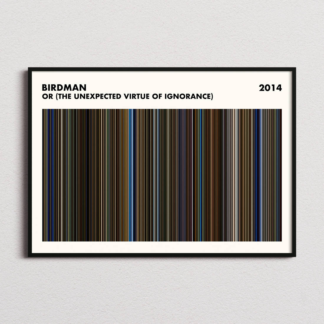 Birdman or (The Unexpected Virtue of Ignorance) Movie Barcode Poster - Simplified
