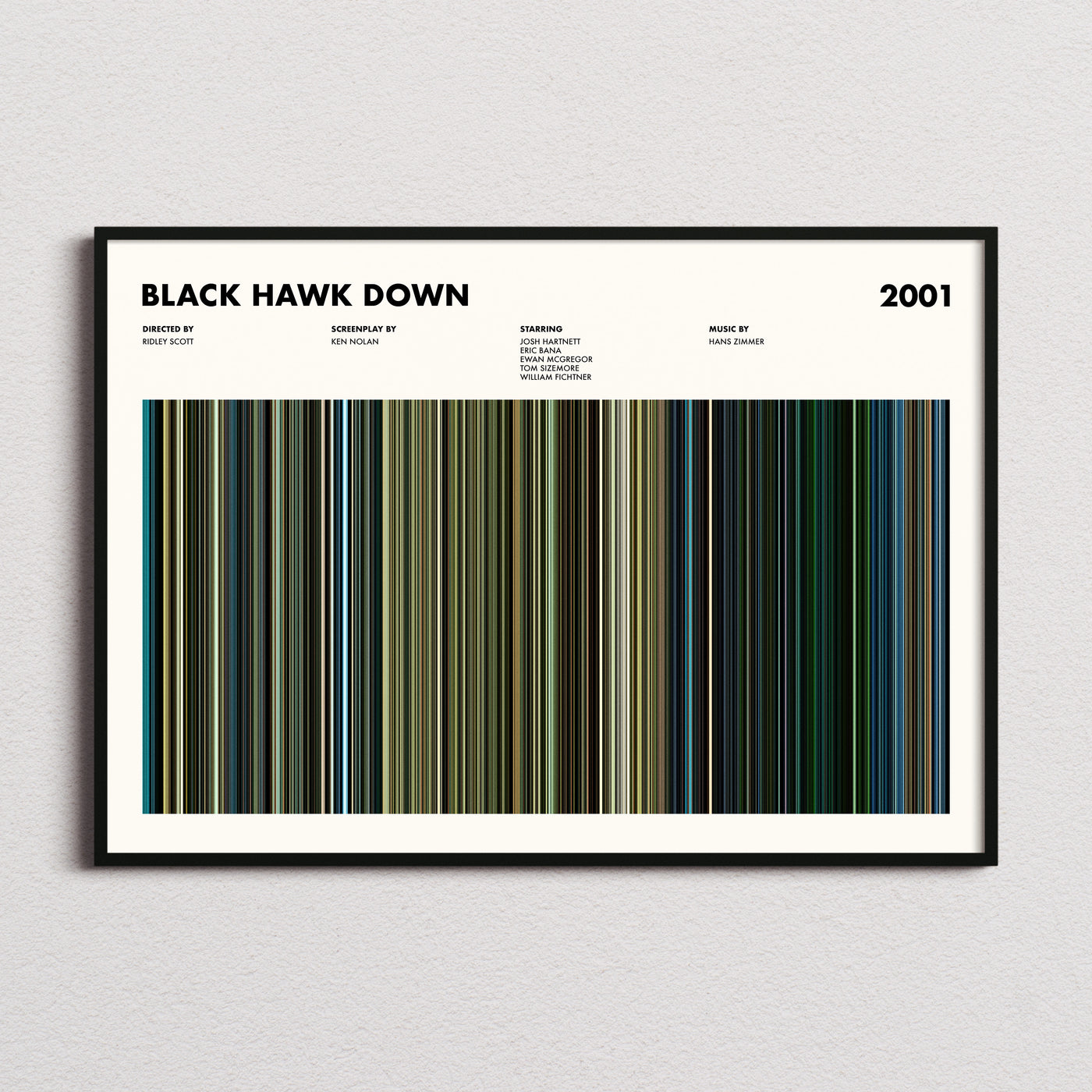 Black Hawk Down Movie Barcode Poster