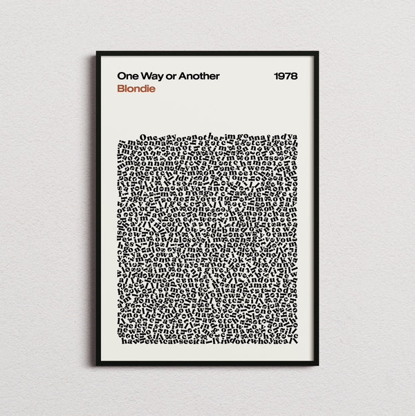 Blondie One Way or Another Lyric Print in the cream colourway, framed