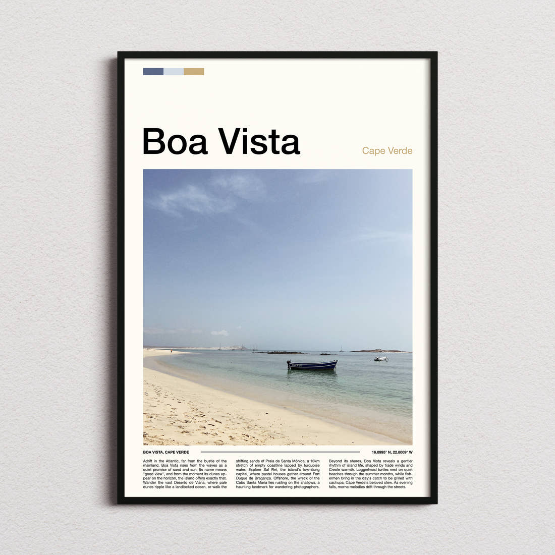 Boa Vista Turquoise Bay Shoreline Travel Print framed and photographed straight on