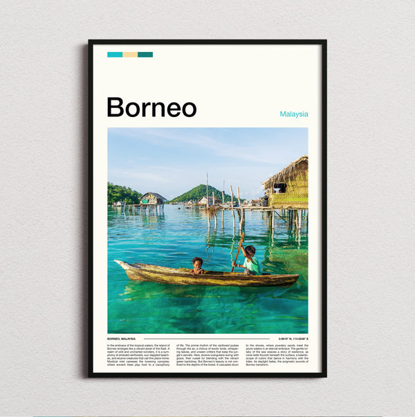 Borneo - Children In A Boat - Travel Print