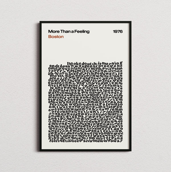 Boston More Than a Feeling Lyric Print