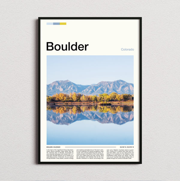 Boulder - Mountains Reflected In Water - Travel Print