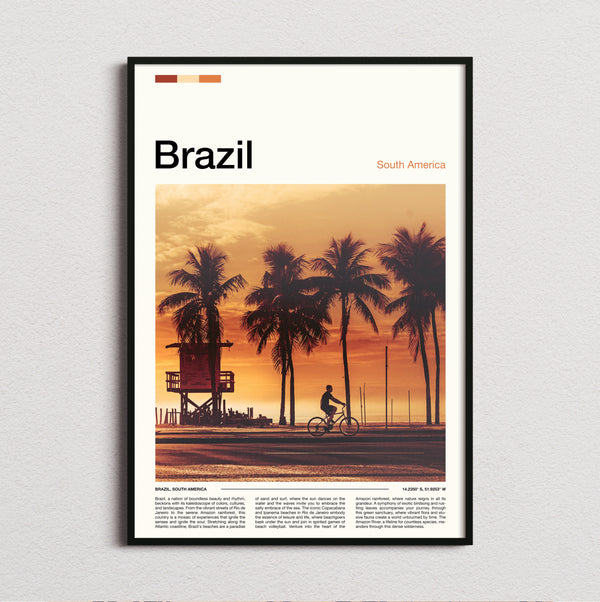 Brazil - Palm Trees At Sunset - Travel Print